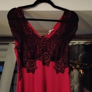 Soma Red Chemise with Black Lace